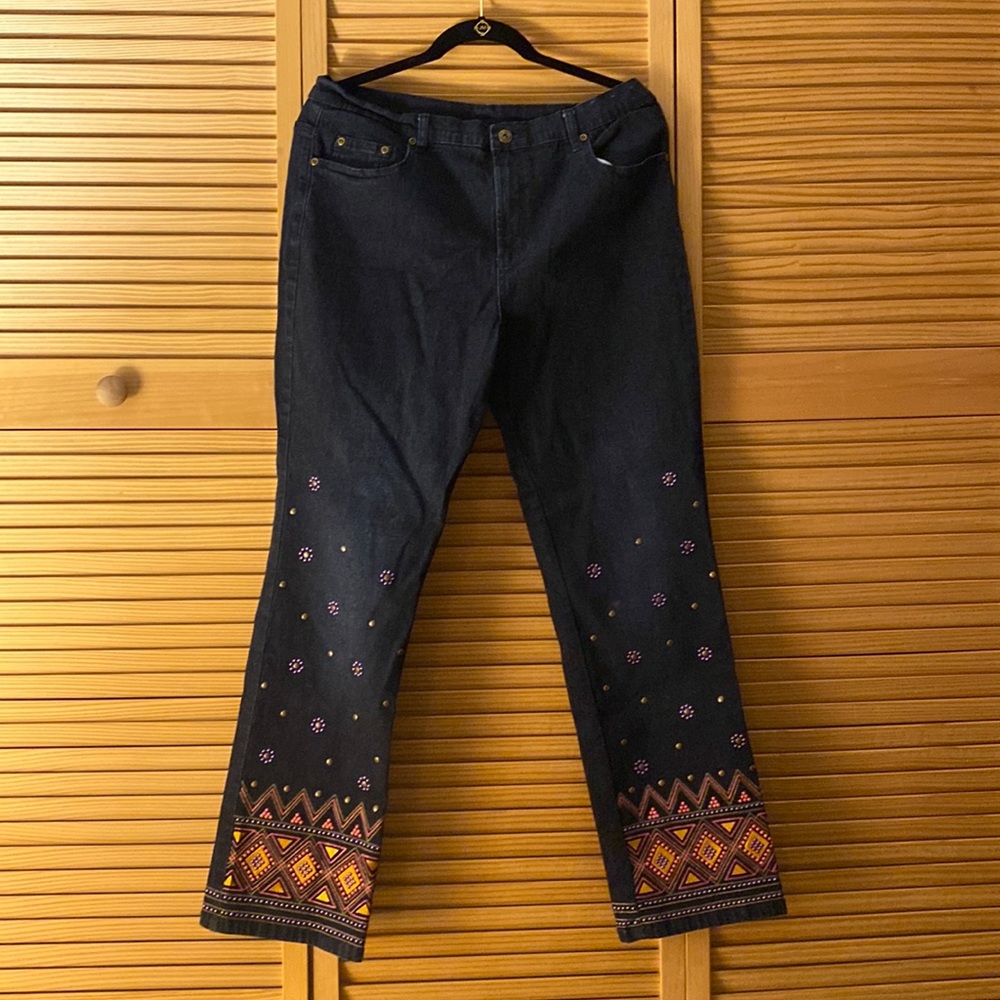 Embroidered denim jeans